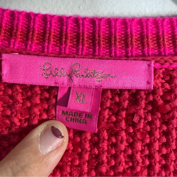 💗 Lilly Pulitzer Textured Knit Cardigan Pink XL - Picture 3 of 8